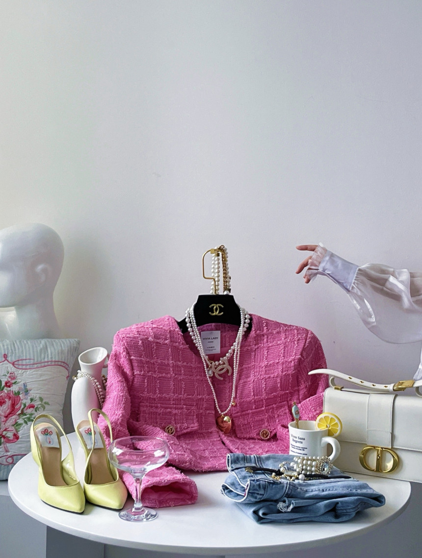 (무배) 셀렉션 봄 트위드 재킷 (하이퀄리티,크롭,핑크,포켓,패드,하객룩) [비비아레이디]